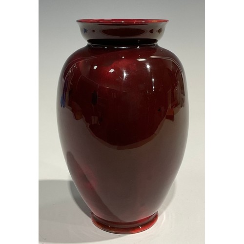 27 - A Bernard Moore flambé ovoid vase, flared rim, signed to base, 18.5cm high