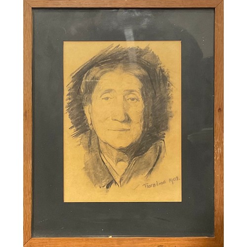 35 - Flora Lion (1880 - 1958)
Portrait of Mrs H Lion
signed, dated 1903, paper label to verso for Society... 