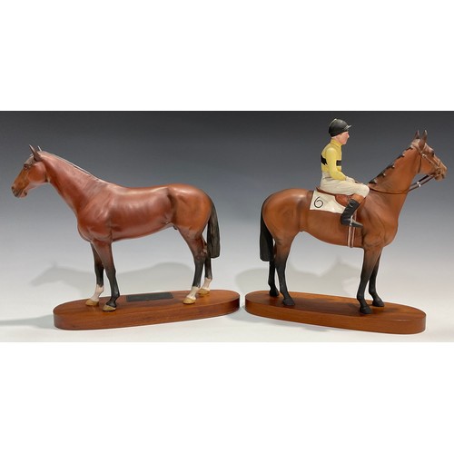 38 - A Beswick Connoisseur model, Arkle with Pat Taaffe, matte glaze, wooden stand, 33cm high; another, N... 