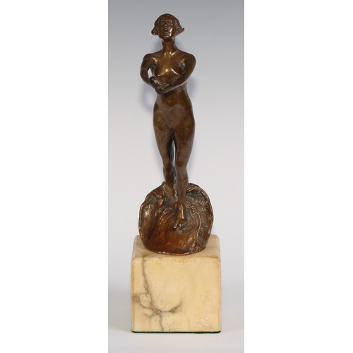 46 - Continental School (second-quarter 20th century), a bronze, of an Art Deco female nude, emerging fro... 