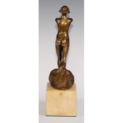 46 - Continental School (second-quarter 20th century), a bronze, of an Art Deco female nude, emerging fro... 