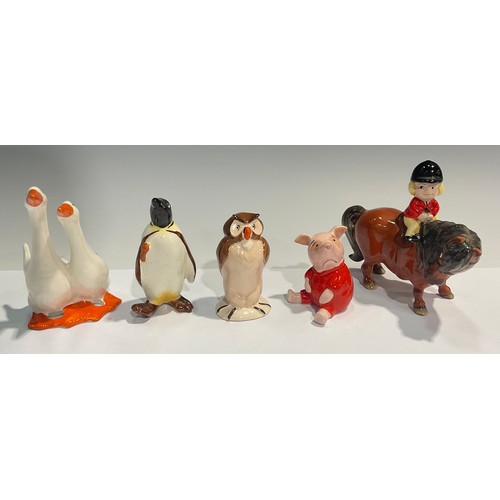 57 - A Beswick Norman Thelwell model, Learner, 11cm high; a Beswick Walt Disney mocel, Piglet; another, O... 