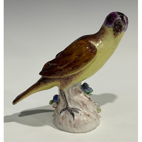 60 - A Berlin porcelain model, of a swan, swimming with wings outstretched, the feathers picked out in mo... 