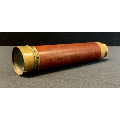 515A - A brass three drawer telescope, engraved F Harris, London Bridge, 55.5cm long fully extended