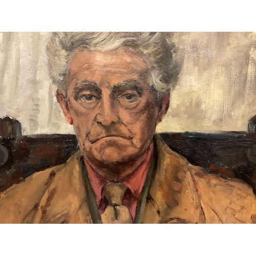 144 - English school, mid 20th century, A Stoic Soul - Portrait of an Elderly Gentleman, oil on board, 61c... 