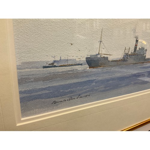 142 - Dennis John Hanceri (1928-2011), ‘Fleet of Sail and Steel’, signed, watercolour, 35cm x 34.5cm.