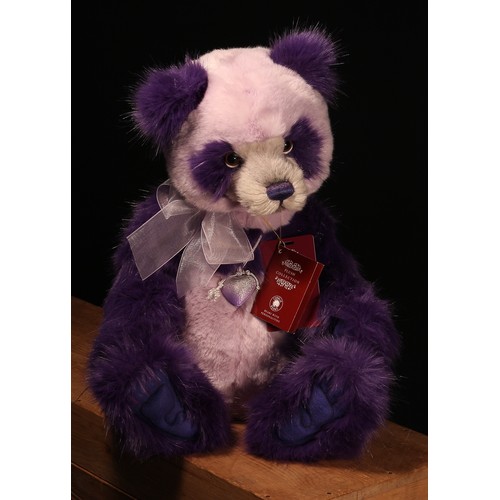 6015 - Charlie Bears CB191963 Parma Violet Plumo Collection Panda teddy bear, from the 2019 Secret Collecti... 