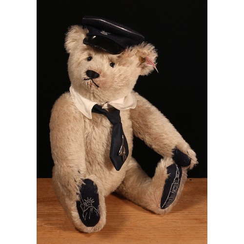 6093 - Steiff (Germany) EAN 661662 Captain Concorde teddy bear, trademark 'Steiff' button to ear with red a... 