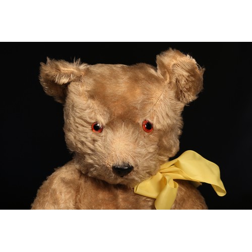 6097 - A 1940's/1950's Chiltern 'Hugmee' jointed mohair teddy bear, amber and black glass eyes, pronounced ... 