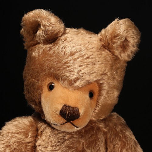 6099 - A 1950's Steiff (Germany) brown mohair jointed teddy bear, brown and black plastic eyes, pronounced ... 