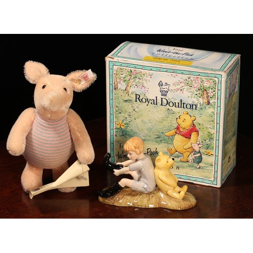 6103 - Steiff (Germany) EAN 680021 Piglet from the Classic Pooh series, trademark 'Steiff' button to ear wi... 