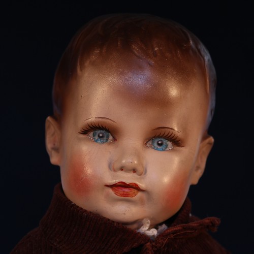 6128 - A Dean's Rag Book Co. Ltd. painted composition head and stuffed cloth bodied doll, velveteen hands, ... 