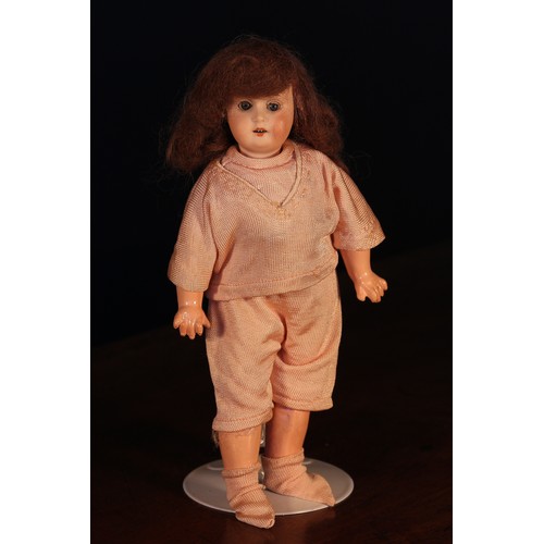 6142 - An Armand & Marseille (Germany) bisque head and fixed ball jointed painted composition bodied doll, ... 