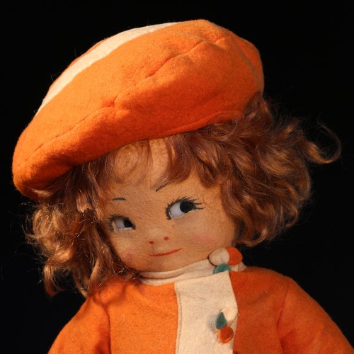 6160 - A 1920's/1930's Chad Valley 'Bambina' doll, the moulded felt face inset with side glancing brown gla... 