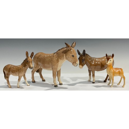 3 - A Beswick donkey, ass and mule group; a Babycham fawn (4)
