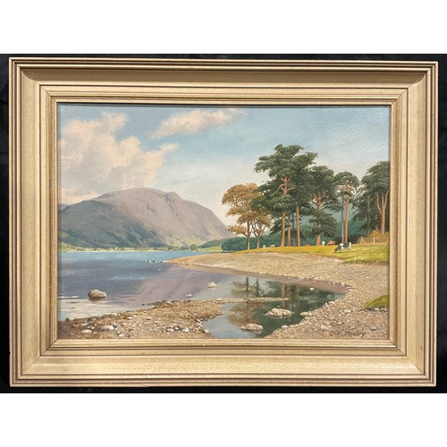 34 - Geoffrey H Pooley (1908-2006)
Buttermere and Melbreak
signed, oil on board, 34cm x 48cm