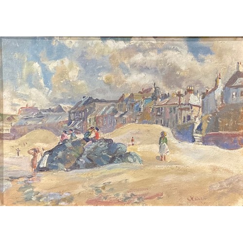 54 - J A Parks
Figures on a Cornish Beach
signed, oil on canvas, 24.5cm x 35cm