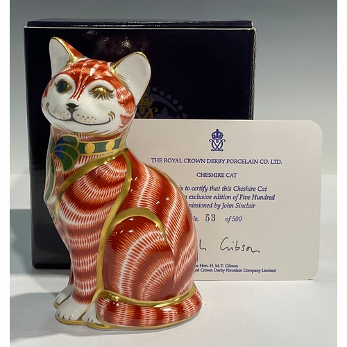 73 - A Royal Crown Derby paperweight, Cheshire Cat, John Sinclair exclusive, limited edition 53/500, gold... 
