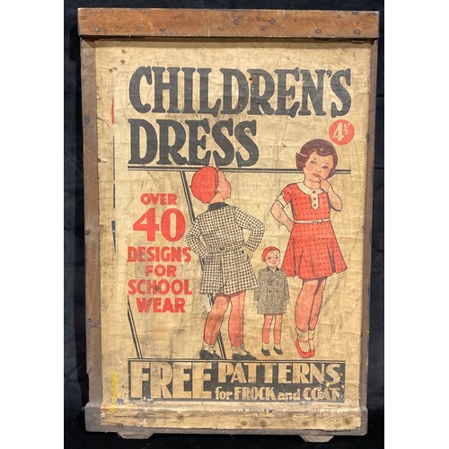 126 - Advertising - a double sided panel, The Modern Encyclopedia and Children's Dress, 82cm x 56cm
