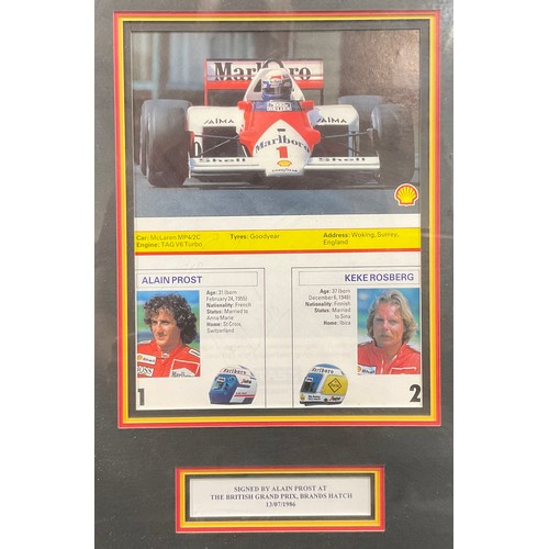 245 - Sport - an F1 Racing Legends framed composition comprising Motor Racing Legends cards, framed; a pro... 