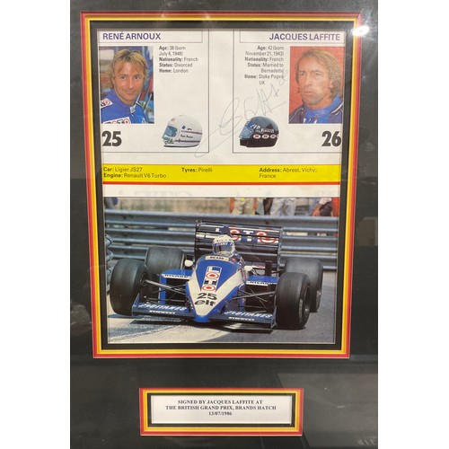 248 - Sport, F1 Grand Prix, Autographs - a programme page signed in pen by Alan JONES; others including Ja... 