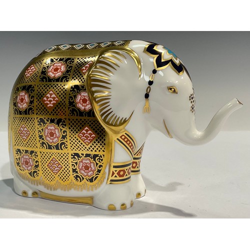 172 - A Royal Crown Derby paperweight, Yorkshire Rose Elephant, exclusive to Peter Jones of Wakefield and ... 