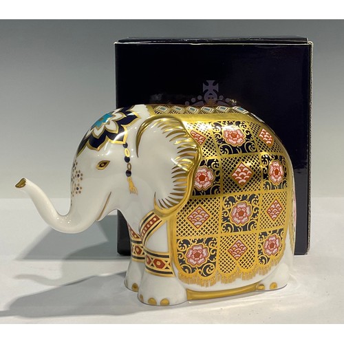 172 - A Royal Crown Derby paperweight, Yorkshire Rose Elephant, exclusive to Peter Jones of Wakefield and ... 