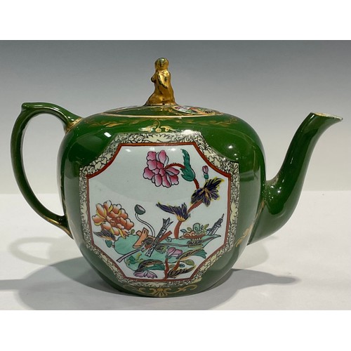 181 - A mid 19th century Ironstone China 'Canton' pattern globular teapot and cover, probably Morley & Ash... 