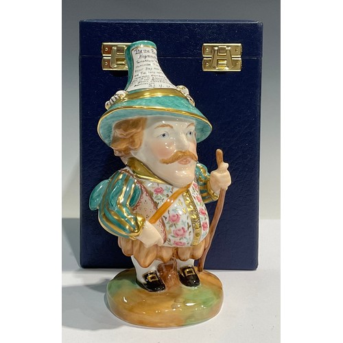 182 - A Royal Crown Derby Mansion House Dwarf, decorated by Joan Lee and signed on the base, richly attire... 