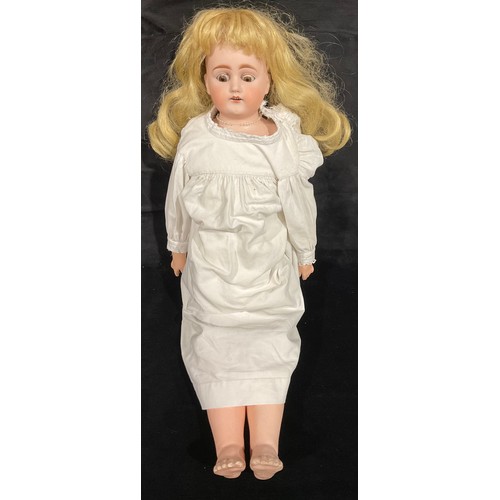 256 - Toys & Juvenalia - a bisque shoulder head doll, the bisque shoulder head with weighted sleeping brow... 