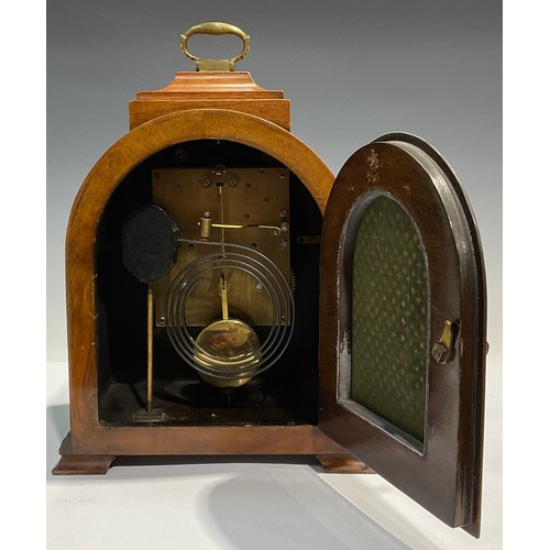 281 - A George II style walnut bracket-form mantel clock, retailed by John Mason (Rotherham) Ltd, 27cm hig... 