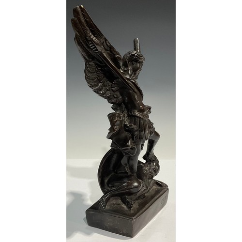 282 - Erte (20th century), after, a dark patinated bronze, The Archangel St Michael, signed in the maquett... 