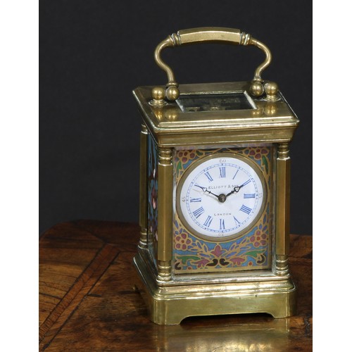 288 - A small French gilt brass and enamel, 3.5cm circular dial inscribed Elliott & Son, London, decorated... 