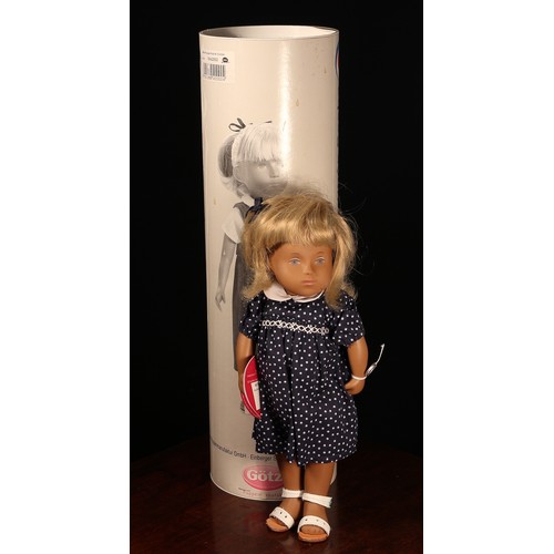 6208 - A Götz Sasha Morgenthaler 00 42002 Esther blonde doll, wearing a blue dress with white collar and wh... 