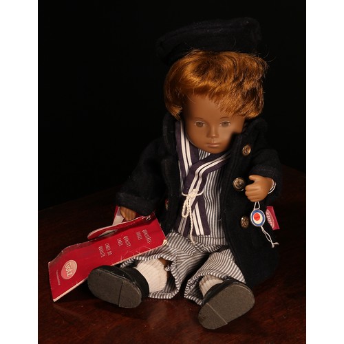 6212 - A Götz Sasha Morgenthaler 01 42005 Claudius doll, wearing a blue and white striped Naval uniform wit... 