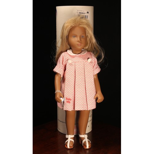 6213 - A Götz Sasha Morgenthaler 9908023 Daniela blonde doll, wearing a red and white dress with white coll... 