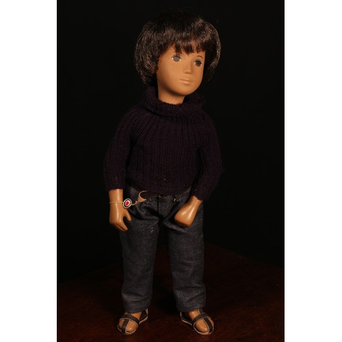 6216 - A Trendon Sasha Morgenthaler 301 Gregor doll, wearing a blue turtle neck jumper and dark blue denim ... 