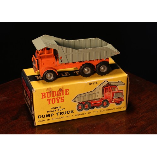 6220 - Budgie Toys No.226 dump truck, orange cab and chassis with grey tipping piece, silver plastic hubs, ... 