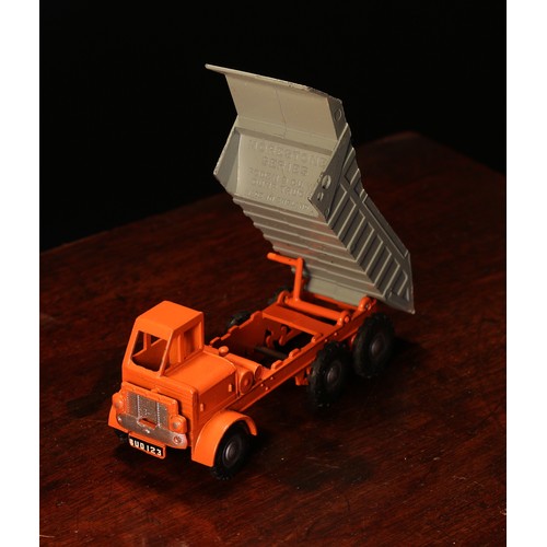 6220 - Budgie Toys No.226 dump truck, orange cab and chassis with grey tipping piece, silver plastic hubs, ... 