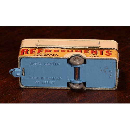 6233 - Matchbox 1-75 series issue 74a mobile canteen, pinkish cream body with light blue base, 'REFRESHMENT... 