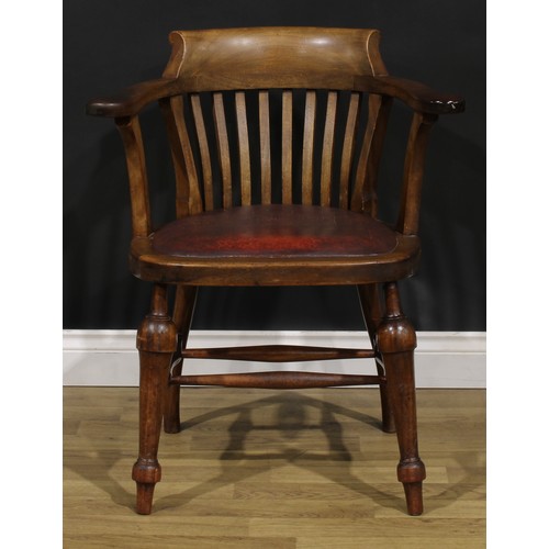 108 - A George V Thames Valley mahogany desk chair, by W. H. Healey, High Wycombe, stamped, 79cm high, 67.... 