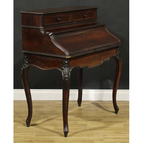 201 - A 19th century French mahogany bureau, maple-lined interior, 105cm high, 90.5cm wide, 52cm deep