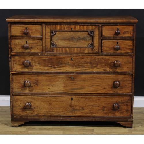 220 - A 19th century Scottish mahogany chest, of seven drawers, bracket feet, 106.5cm high, 123.5cm wide, ... 