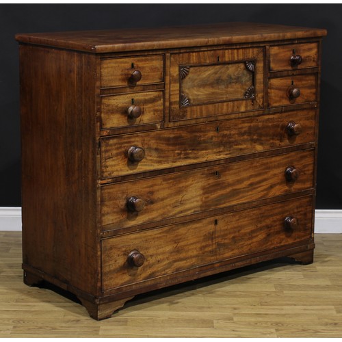 220 - A 19th century Scottish mahogany chest, of seven drawers, bracket feet, 106.5cm high, 123.5cm wide, ... 