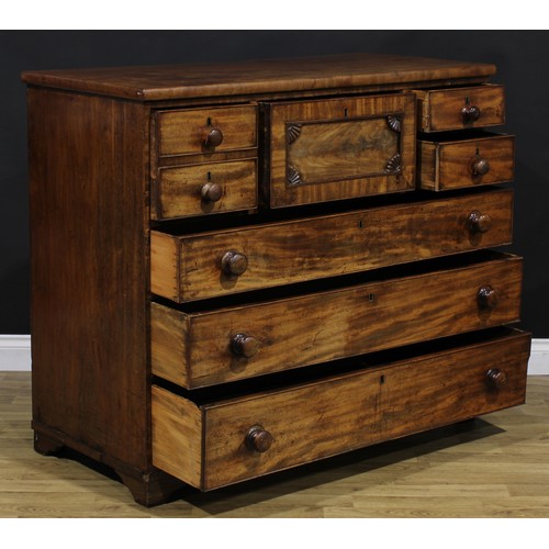 220 - A 19th century Scottish mahogany chest, of seven drawers, bracket feet, 106.5cm high, 123.5cm wide, ... 