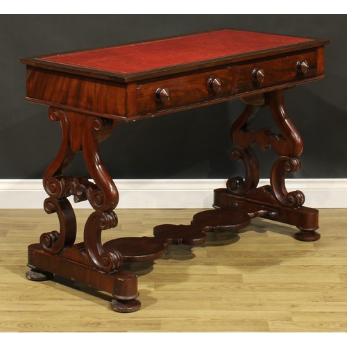 309 - A 19th century mahogany library or writing table, 76cm high, 105.5cm wide, 51cm deep