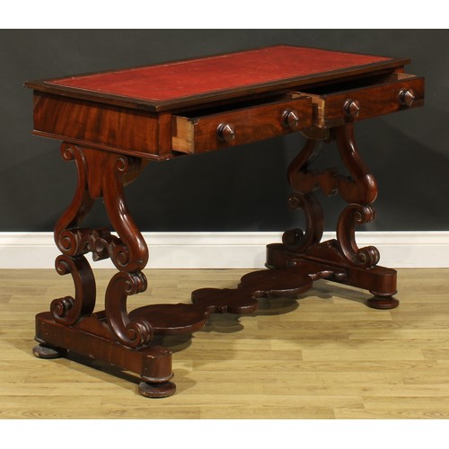 309 - A 19th century mahogany library or writing table, 76cm high, 105.5cm wide, 51cm deep