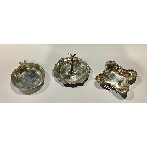 157 - A silver ring tree, Birmingham 1905; a pierced bon-bon, Birmingham 1900; a silver butter dish, marke... 