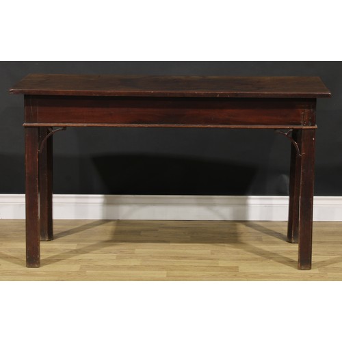 1250 - A 19th century mahogany serving table, rectangular top, internally chamfered square legs, 75cm high,... 