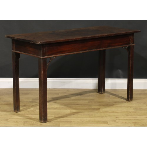 1250 - A 19th century mahogany serving table, rectangular top, internally chamfered square legs, 75cm high,... 